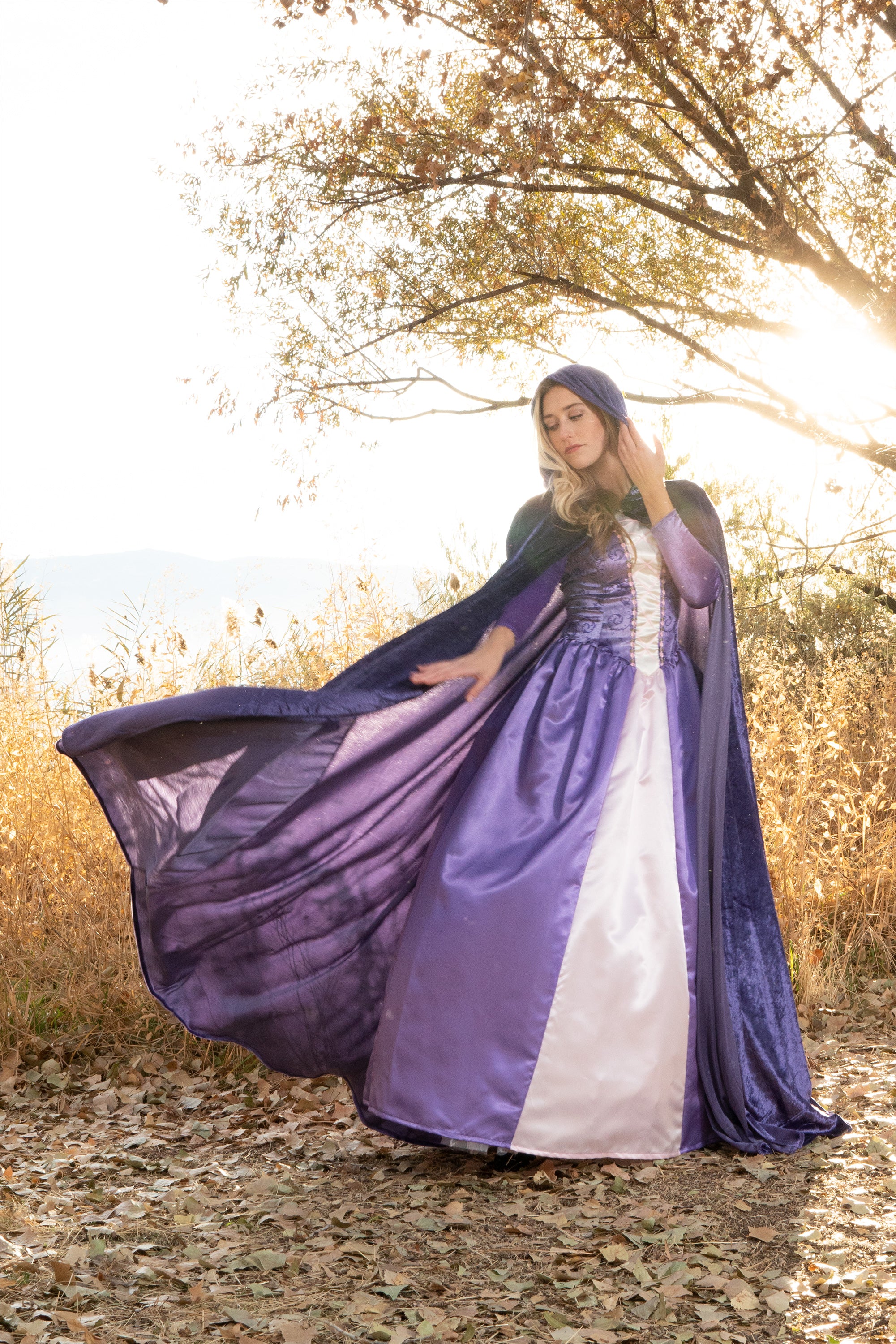 Adult Dark Purple Cloak With Hood - Image 4