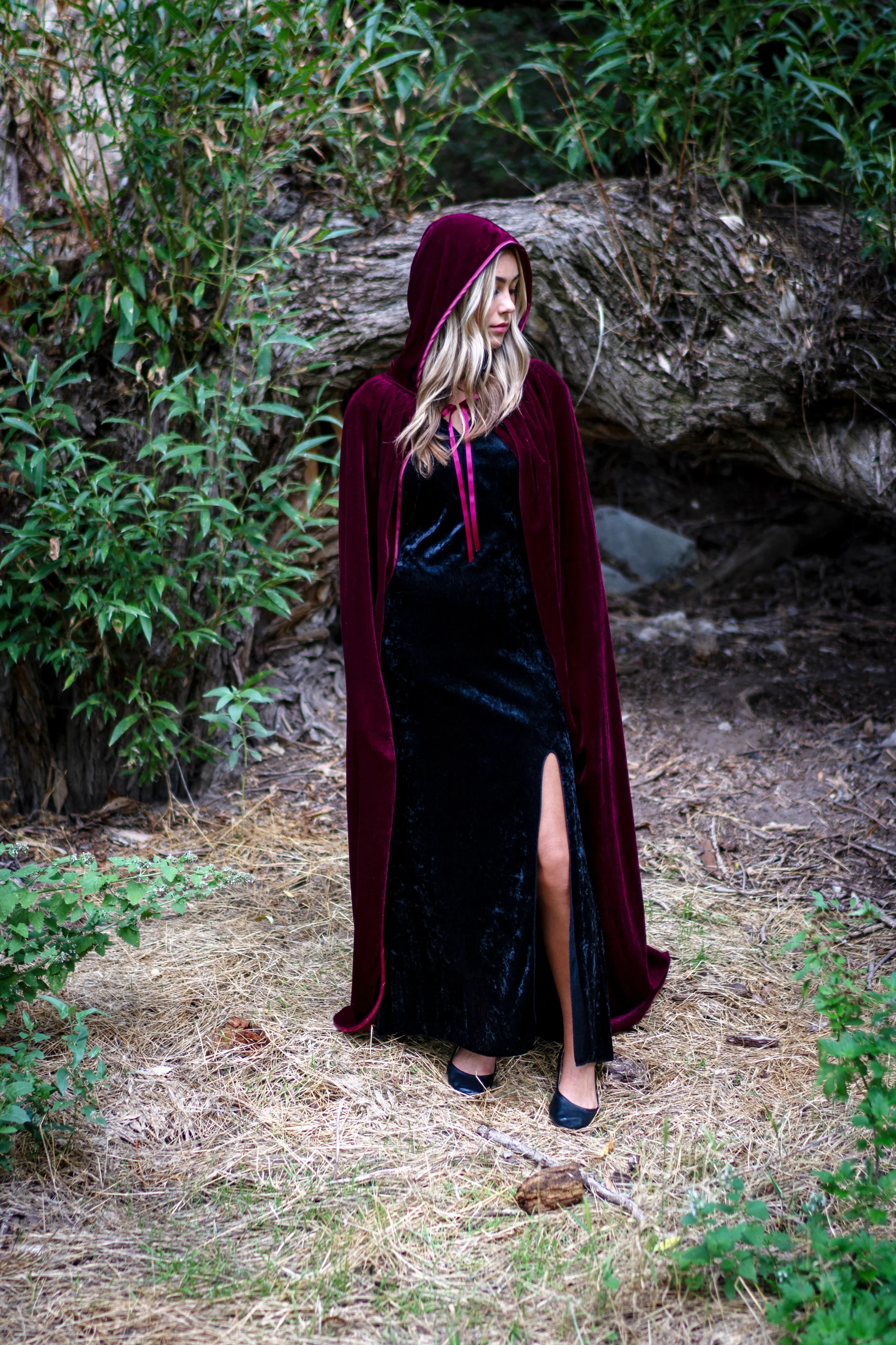 Adult Maroon Velvet Cloak - Image 5