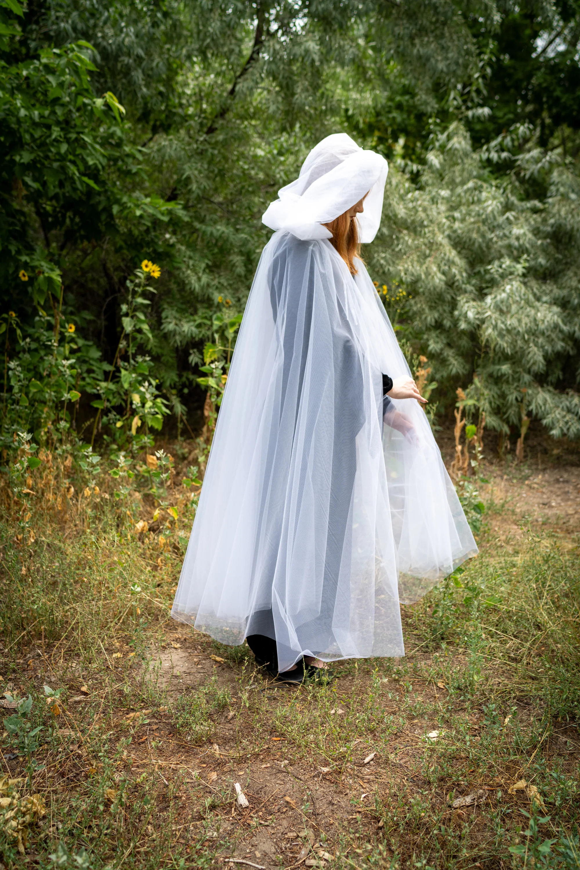 Adult White Tulle Cloak - Image 4